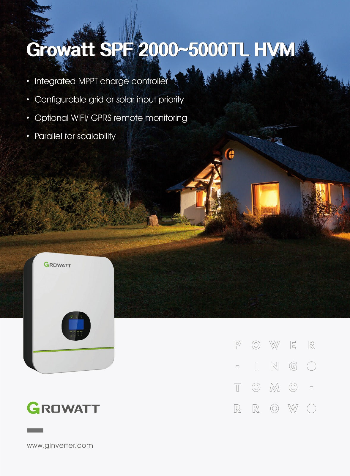 Growatt 3KW Off-Grid Hybrid Solar Inverter 24V SPF3000TL
