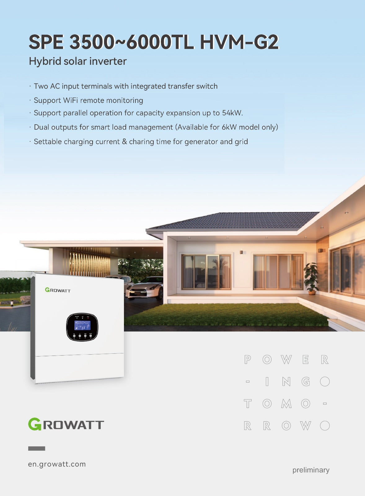 Growatt 3.5KW Off-Grid Hybrid Solar Inverter 24V SPE3500THVM-G2